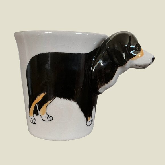 GUC - Vintage Handpainted 9 oz Ceramic Bernese Mountain Dog Handled Coffee Mug - Picture 2 of 10
